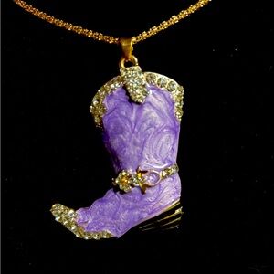 Sparkling Purple Boot Necklace, NWT, Betsey Johnson,
